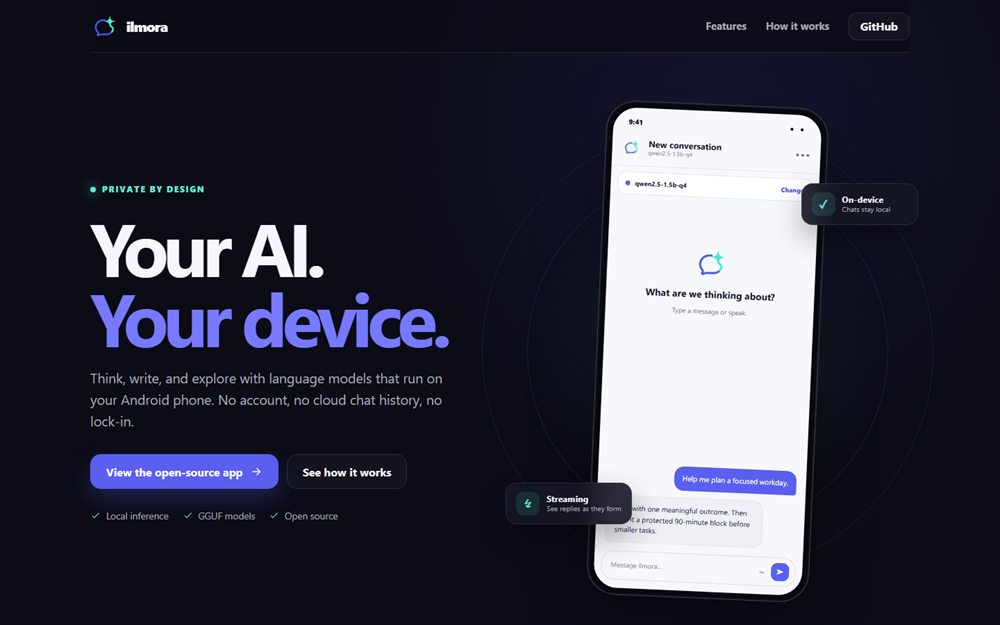 ilmora private on-device AI mobile application
